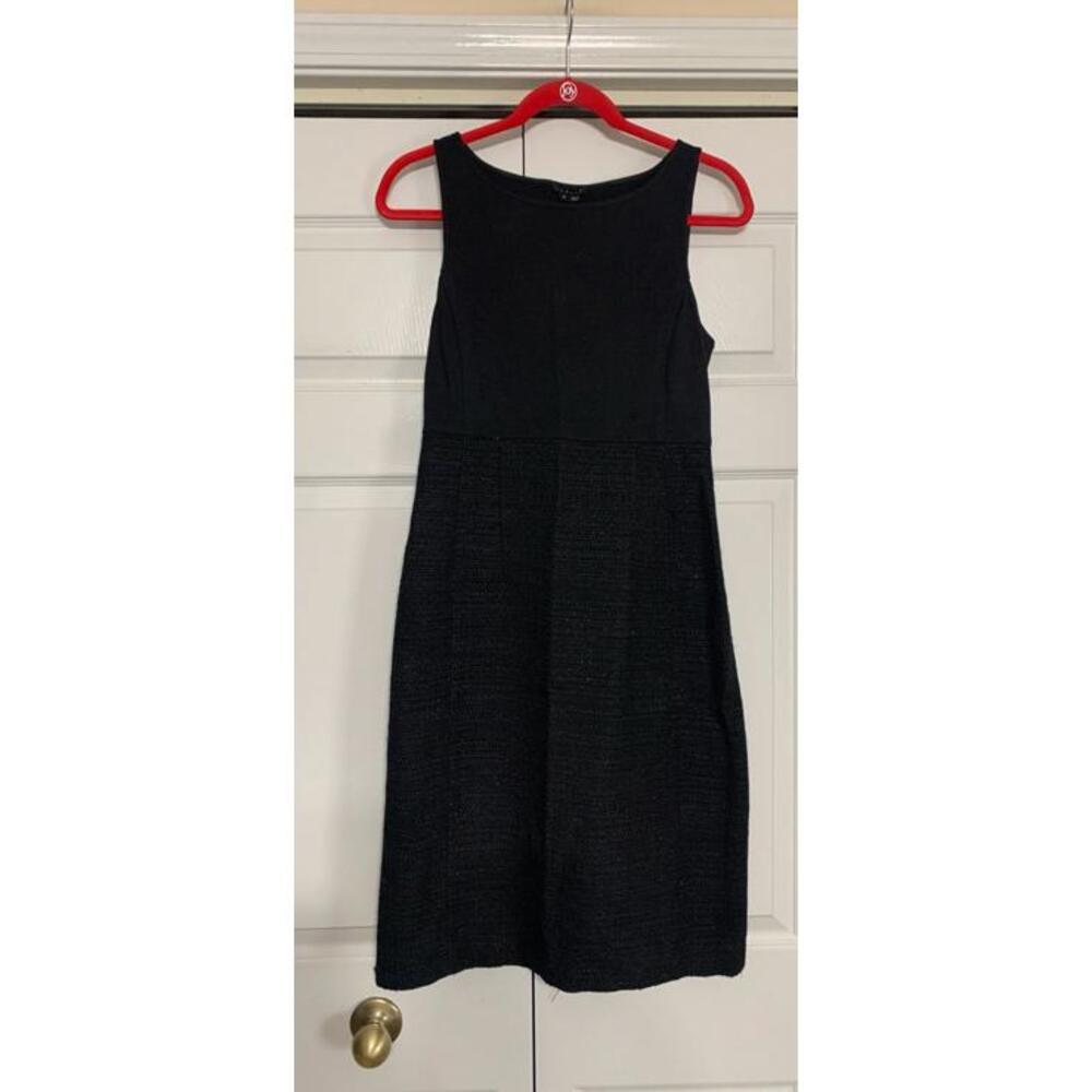 Theory Yeneth Wool Alpaca Black Tweed Shimmer Dress 8 Stretch Sleeveless Career